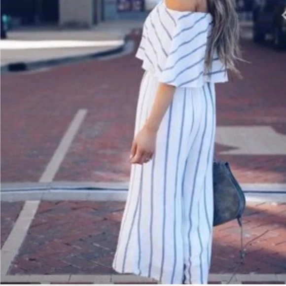 Sea Ranch Off The Shoulder Striped Jumpsuit -Small - Picture 2 of 3